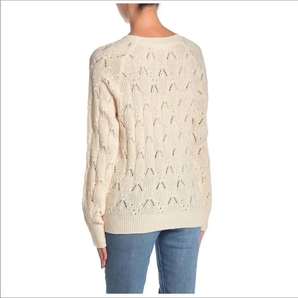 Elodie Nordstrom Cable Knit Crochet Lace Sweater